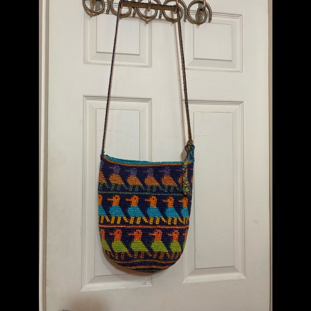 Handmade hobo purse crossbody knitted crochet 12x12 - Picture 2 of 10
